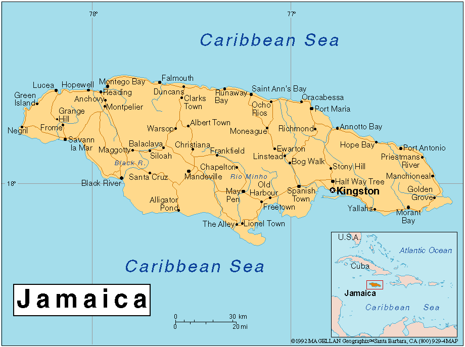 jamaika stadte karte